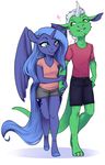 &lt;3 anthro clothed clothing dragon duo equine female friendship_is_magic hand_holding horn male male/female mammal my_little_pony overweight princess_luna_(mlp) redpixie smile standing winged_unicorn wings 