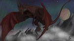  ambiguous_gender brown_eyes claws detailed_background digital_media_(artwork) dragon dsw7 feral flying membranous_wings moon nude sky solo star starry_sky wings 