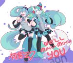  2018 anthro armwear blue_fur blue_hair blush canine clothed clothing cosplay crossdressing duo female fox fur fur_markings hair hatsune_miku hi_res huge_tail human leek legwear lolzneo long_hair looking_at_viewer male mammal markings microphone necktie open_mouth pigtails pointing_at_viewer roflfox shirt skirt smile text thigh_highs vocaloid white_fur 