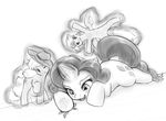  alloyrabbit applejack_(mlp) earth_pony equine feathered_wings feathers female feral friendship_is_magic group hair hat hooves horn horse lying magic mammal micro monochrome my_little_pony pegasus pony rainbow_dash_(mlp) rarity_(mlp) unicorn wings 