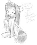  alloyrabbit cutie_mark dialogue duo english_text equine eyes_closed female feral fluttershy_(mlp) friendship_is_magic hair hat hooves long_hair mammal micro monochrome my_little_pony pegasus text wings 