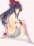  arm_support ass backless_dress backless_outfit bangs bare_back black_hair blue_eyes bow breasts butt_crack dress from_behind full_body gloves hair_bow hairband halterneck long_hair looking_at_viewer medium_breasts meme_attire min-naraken naked_sweater nakoruru one-piece_swimsuit parted_lips red_bow ribbed_sweater samurai_spirits sideboob sitting solo sweater sweater_dress swimsuit the_king_of_fighters the_king_of_fighters_xiv thighs turtleneck turtleneck_sweater virgin_killer_sweater 