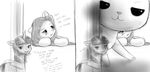  alloyrabbit angel_(mlp) cutie_mark dialogue english_text equine female feral fluttershy_(mlp) friendship_is_magic group hair horn lagomorph long_hair mammal micro monochrome my_little_pony rabbit text winged_unicorn wings 