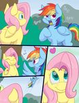  &lt;3 2016 blue_eyes blue_feathers comic cute day dialogue duo english_text equine feathered_wings feathers female female/female feral fluttershy_(mlp) friendship_is_magic hair hi_res mammal multicolored_hair multicolored_tail my_little_pony open_mouth orange_tongue outside pegasus pink_hair pink_tail plant purple_eyes rainbow_dash_(mlp) rainbow_hair rainbow_tail shrub skoon smile teeth text tree wings yellow_feathers 