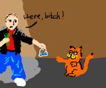  cat clothed clothing drugs eirik5495 feline feral fur garfield garfield_(series) human jesse_pinkman male mammal methamphetamine ms_paint orange_fur pants shirt 