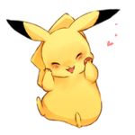 closed_eyes commentary_request gen_1_pokemon hands_on_own_cheeks hands_on_own_face heart izusetsu no_humans open_mouth pikachu pokemon pokemon_(creature) smile solo 