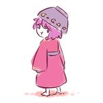  bowl bowl_hat full_body hat long_sleeves pout purple_hair short_hair solo sukuna_shinmyoumaru touhou yoruny 