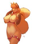  2016 anthro bell big_breasts breasts canine christmas cookie female fluffy fluffy_tail food fox fur hair harness holidays looking_at_viewer mammal naturally_censored nipple_tuft nude orange_fur smile solo starfighter tuft white_fur woadedfox 