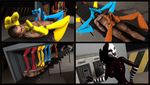  3d_artwork bdsm bondage bound chica claws conveyor_belt dirty domination feet five_nights_at_freddy five_nights_at_freddy&#039;s foot_fetish footjob foxy frederika hawkvally paws smell toes video_games 