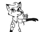  2017 anthro black_and_white canine clothed clothing disney duo fan_character female fox gloves_(marking) inkyfrog looking_at_viewer mammal markings monochrome mouse patches rodent simple_background size_difference white_background zootopia 