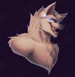  anthro canine fur glowing glowing_eyes hair kriticalerror looking_at_viewer male mammal nude open_mouth smile solo 