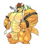  2017 abs armband armor balls biceps big_muscles big_penis bowser cigar clothing demondragoncyan eyewear gauntlets glasses gloves horn koopa looking_at_viewer male mario_bros mature_male musclegut muscular muscular_male nintendo pecs penis red_eyes scalie sheel shells simple_background smile smoking solo spikes video_games white_background 