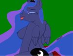  anthro blue_fur breasts equine female friendship_is_magic fur horn mammal my_little_pony princess_luna_(mlp) shadow713 signature simple_background solo winged_unicorn wings 