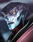  3d_(artwork) 4_eyes alien armor digital_media_(artwork) fangs humanoid javik k4ll0 male mass_effect portrait prothean small_teeth solo video_games 