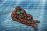  2017 abs balls biceps bubble dragon fin hand_on_balls horn hyper hyper_muscles kevindragon male muscular muscular_male nude open_mouth pecs penis pool_(disambiguation) scalie solo teeth underwater water 