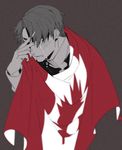  bad_id bad_pixiv_id biting canadian_flag con_potata flag hand_on_own_face jean-jacques_leroy lip_biting male_focus monochrome solo spot_color tears yuri!!!_on_ice 
