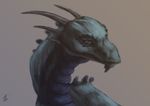  ambiguous_gender blue_eyes colored_sketch digital_media_(artwork) dragon dsw7 feral grey_background horn simple_background solo spines 