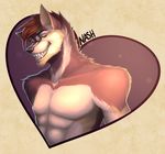  abs anthro canine fur hair kriticalerror looking_at_viewer male mammal muscular nude smile solo teeth 