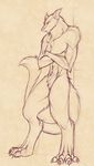  anthro crossed_arms fur kriticalerror looking_at_viewer male muscular nude sergal sketch solo standing 