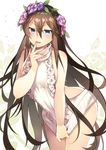  :d alternate_costume backless_outfit bad_arm bare_shoulders blue_eyes blush body_blush breasts brown_hair clothes_pull commentary_request cowboy_shot eyebrows_visible_through_hair finger_to_mouth floral_background flower granblue_fantasy hair_between_eyes hair_flower hair_ornament hairband large_breasts leaning_forward long_hair looking_at_viewer meme_attire naked_sweater open_mouth pulled_by_self purple_flower purple_rose ribbed_sweater rose rosetta_(granblue_fantasy) shiny shiny_skin shiyun sideboob sleeveless smile solo standing sweater sweater_pull thighs tsurime turtleneck turtleneck_sweater v-shaped_eyebrows very_long_hair virgin_killer_sweater white_sweater 