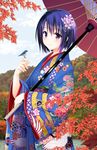  animal bird blue_eyes blue_hair blush ffcreatyuuki flower hair_flower hair_ornament japanese_clothes kimono looking_at_viewer md5_mismatch oriental_umbrella sairenji_haruna short_hair to_love-ru to_love-ru_darkness umbrella 