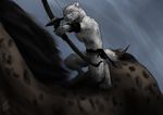  albino anthro arrow badger bow clothed clothing digital_media_(artwork) digitigrade dsw7 duo equine feral fur horse male mammal mustelid simple_background standing topless whiskers white_fur 