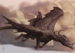  ambiguous_gender claws colored_sketch digital_media_(artwork) dragon dsw7 feral flying horn membranous_wings outside solo wings 