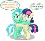  2017 aleximusprime alpha_channel amber_eyes blue_eyes bonbon_(mlp) cutie_mark dialogue duo earth_pony english_text equine female feral friendship_is_magic fur green_fur hair hi_res horn horse hug looking_at_viewer lyra_heartstrings_(mlp) mammal multicolored_hair my_little_pony pony simple_background text transparent_background two_tone_hair unicorn 