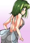  ase_(nigesapo) ass backless_dress backless_outfit bare_back blue_eyes breasts commentary_request daiyousei dress fairy_wings green_hair highres large_breasts low_wings meme_attire side_ponytail sideboob solo sweater sweater_dress touhou virgin_killer_sweater wings 