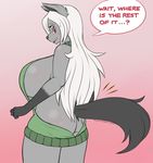  big_breasts bottomless breasts clothed clothing female huge_breasts mightyena nintendo pok&eacute;mon sweater sweater_meme tanukiarts tanukiyasha video_games 