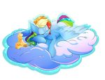  blue_feathers equine eyes_closed feathered_wings feathers friendship_is_magic fur hair hooves madacon mammal multicolored_hair my_little_pony pegasus rainbow_dash_(mlp) rainbow_hair sleeping smile white_fur wings 