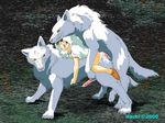  bestiality black_eyes black_hair canine cum female feral ghibli human human_on_feral interspecies mammal mononoke mononoke_hime penis princess_mononoke san sex studio_ghibli unknown_artist wolf 