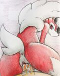 anus bodily_fluids canid canine cum duo eiroru female feral fur generation_7_pokemon genital_fluids genitals human humanoid lycanroc male male/female mammal midnight_lycanroc nintendo penetration pokemon pokemon_(species) pussy red_body red_fur riding_cock vaginal vaginal_penetration