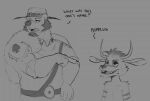 2024 anthro biped bupplug_(deadlaws) dialogue digital_drawing_(artwork) digital_media_(artwork) duo english_text grey_background gulonine horrorbuns innuendo larger_anthro larger_male lynn_grayson_(deadlaws) male mammal monochrome mustelid musteline simple_background size_difference smaller_anthro smaller_male text wolverine
