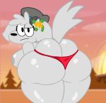 accessory anthro big_(disambiguation) bovid breasts caprine clothing fat_ass female flower flower_in_hair goat hair hair_accessory hi_res mammal may(sfc) panties plant solo sonicdrawsxx underwear