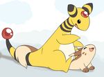  afterglow_ampharos ampharos cloud ferret furret mammal mustelid nintendo pok&eacute;mon simple_background sitting smile video_games 