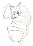 animal_humanoid big_tail canine fox huge_tail humanoid inner_ear_fluff looking_at_viewer mammal monochrome one_eye_closed simple_background sketch slit_pupils smile sub-res suzu_(sub-res) tail_hug touch_fluffy_tail white_background 