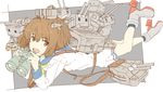  binoculars brown_eyes brown_hair chou-10cm-hou-chan chou-10cm-hou-chan_(teruzuki's) compass kantai_collection long_sleeves ninimo_nimo open_mouth rensouhou-chan rensouhou-kun rudder_shoes school_uniform short_hair solo turret yukikaze_(kantai_collection) 