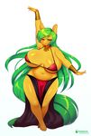  2017 3mangos anthro belly_dancer big_breasts breasts equine eyewear fan_character female glasses green_hair hair harem_outfit horse jewelry mama_mango_(character) mammal mature_female my_little_pony necklace pony pose thick_thighs 