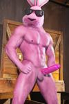  balls energizer_bunny eyewear glasses humanoid_penis lagomorph male mammal muscular nipples nude pecs penis rabbit solo tealmarket_(artist) 