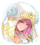  blue_eyes commentary_request fire_emblem fire_emblem_heroes gunnthra_(fire_emblem) hat highres long_hair nakabayashi_zun parted_lips pink_hair simple_background solo veil white_background 