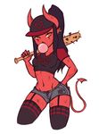  1girl baseball_bat bubblegum demon_girl demon_tail female horns red_skin synth_(iahfy) tagme 