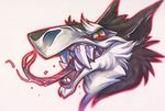  ambiguous_form ambiguous_gender fur headshot looking_at_viewer sergal smile solo thecrazydragon tongue tongue_out traditional_media_(artwork) 