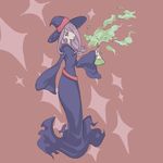  1girl dress hair_over_one_eye little_witch_academia long_hair pink_hair sucy_manbabalan witch_hat 