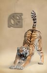  ambiguous_gender anthro ass_up claws cosmiclife feline female mammal open_mouth pinup pose raised_tail semi-anthro solo stretching teeth tiger 