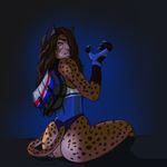  ashanti backpack cheetah claws clothing courier feline female fingerless_gloves gloves hybrid leotard mammal splatterbunny uniform 