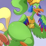  2017 aladdin avian balls beak bird blue_eyes butt cum cum_in_pussy cum_inside disney faceless_male feathers female green_feathers half-closed_eyes human lonbluewolf male male/female mammal multicolored_feathers penis pussy rainbow_feathers solo_focus thundra tongue 