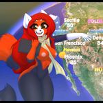  anthro breasts chococosalo female looking_at_viewer mammal nipples red_panda scarf smile solo standing thick_thighs wide_hips 