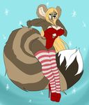  bear becca big_breasts big_butt blonde_hair breasts butt christmas cleavage clothed clothing corset footwear hair high_heels holidays huge_breasts huge_butt invalid_tag keyhole legwear lingerie long_legs mammal panda pinup platform_footwear platform_heels pose rebecca red_panda rileyserenity shoes snow stockings thich_highs voluptuous winter 