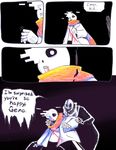  aftertale animated_skeleton blood bone clothing coat comic dialogue english_text gaster geno_sans_(aftertale) loverofpiggies male scarf skeleton smile text undead undertale video_games wounded 